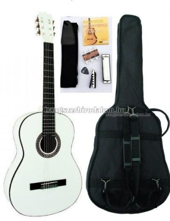 MSA fehér klasszikus gitár sok kiegészítővel, C26
