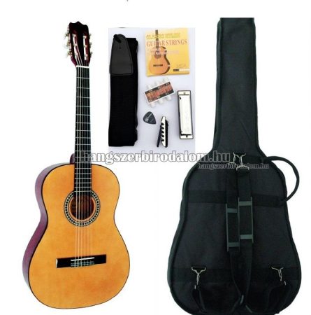 José Ribera HG67 natúr klasszikus gitár sok kiegészítővel, tömör fa